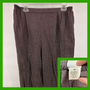 Vtg Russ Petites Pants 14 Pink Black Geometric Micro Tweed High Rise Made in USA